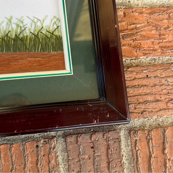 Framed Handmade Silk Embroidery Asian Village Scene Size 13.5”x17.5” - Picture 5 of 8